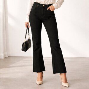 Tory Burch Black Raw Hem Bootcut Jeans | Size 29